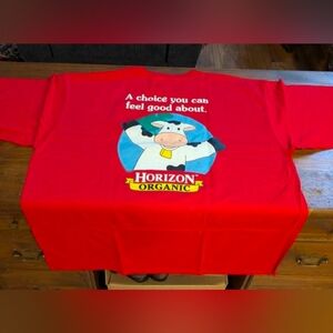 Men's XL Red T-Shirt, Horizon Cow Farm, Organic 100% Cotton